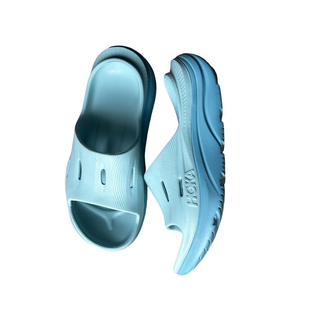 HOKA ORA RECOVERY SLIDE LIGHT BLUE TWO TONE WATERPROOF SANDAL SLIDES NEVER WORN